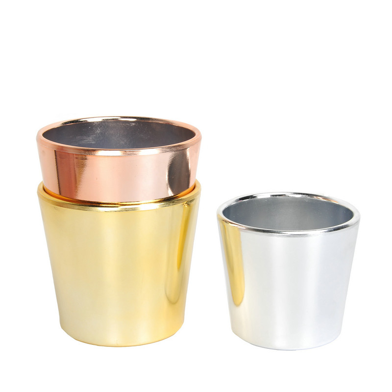 Plastic flowerpot, electroplating round flowerpot, indoor decorative flowerpot container