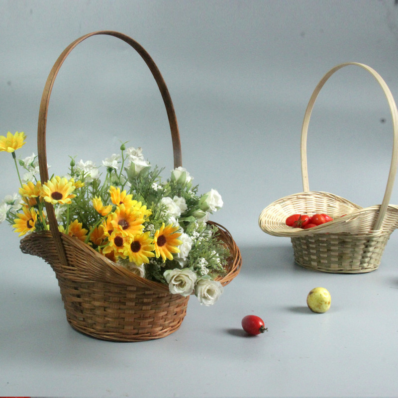 Bamboo flower basket, portable basket, decorative basket